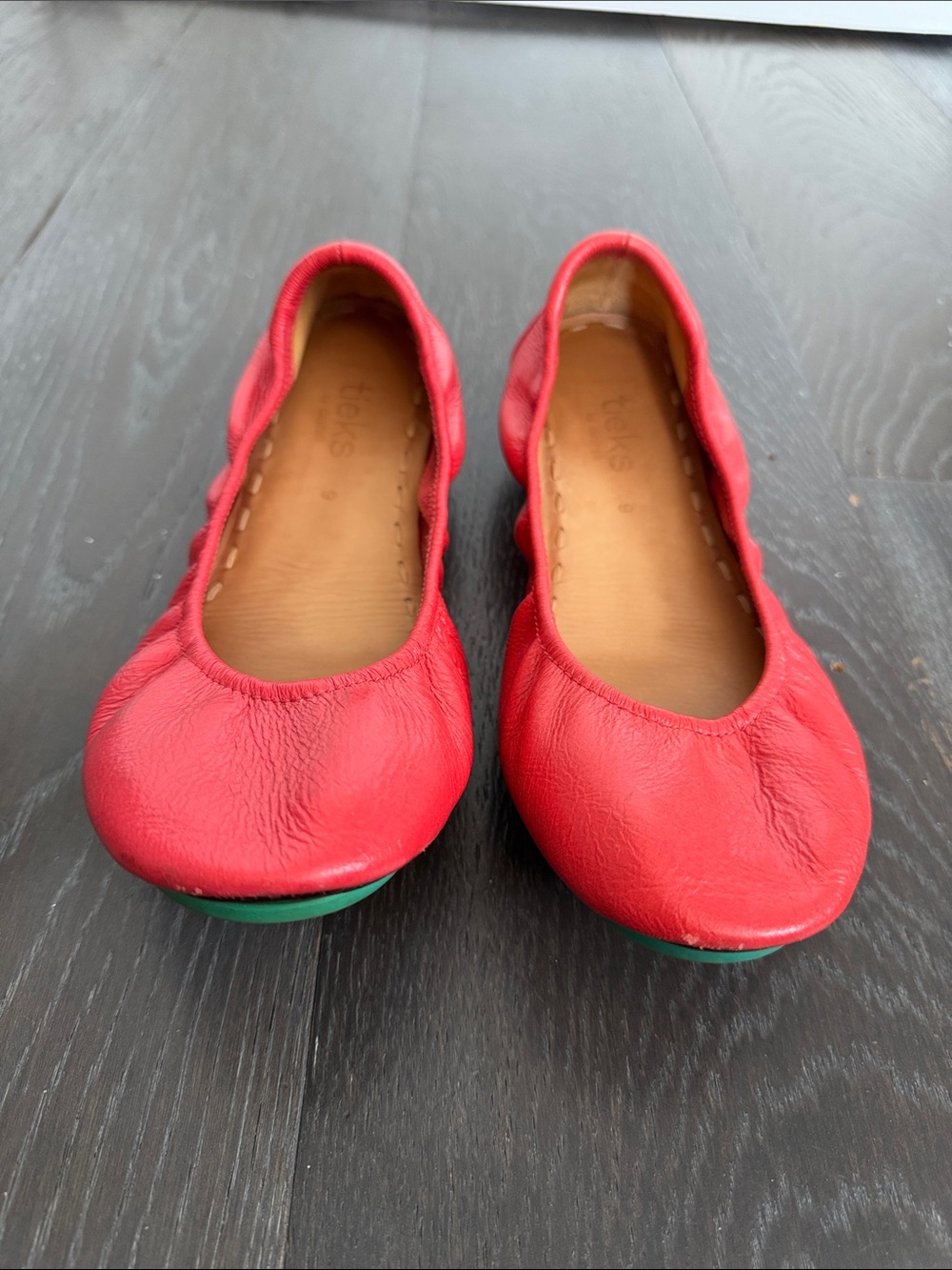 Tieks Poppy Leather Ballet Flats with Green Soles